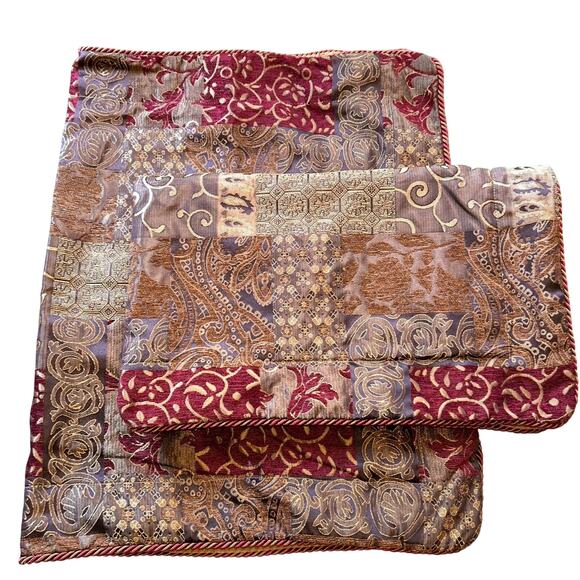 Croscill Galleria Red & Gold King Size Tuscan Shams Piped Rope Edge - Picture 1 of 5